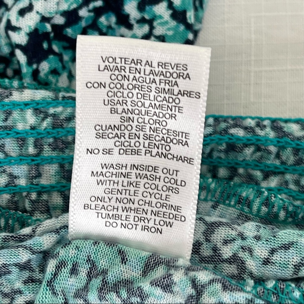 DAISY FUENTES top keyhole front blouse sleeveless blue green speckled top M - Picture 6 of 9